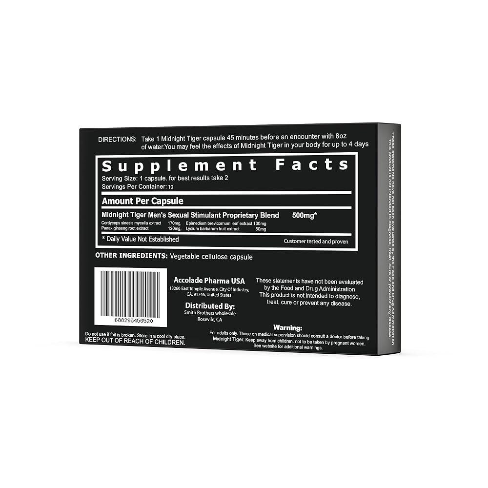 Midnight Tiger V2 All Natural Male Energy - 10 Capsules - image 3