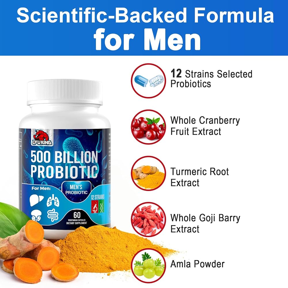 CFUKING Probiotics for Men 500 Billion CFUs 12 Strains - 120 Capsules - image 5