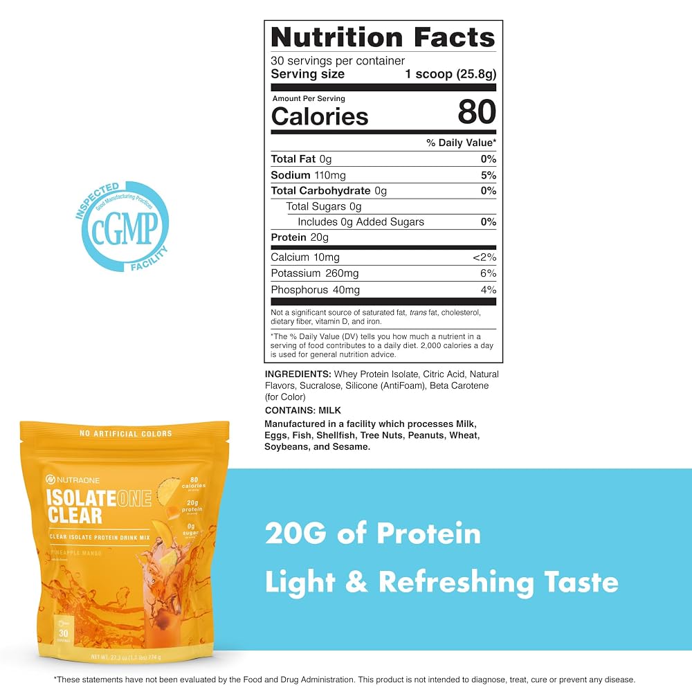 NutraOne Clear Whey Protein Powder Drink Mix