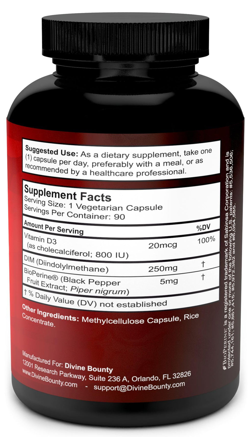 Divine Bounty DIM Supplement 250mg with Vitamin D3 - 90 Vegetarian Capsules - image 2