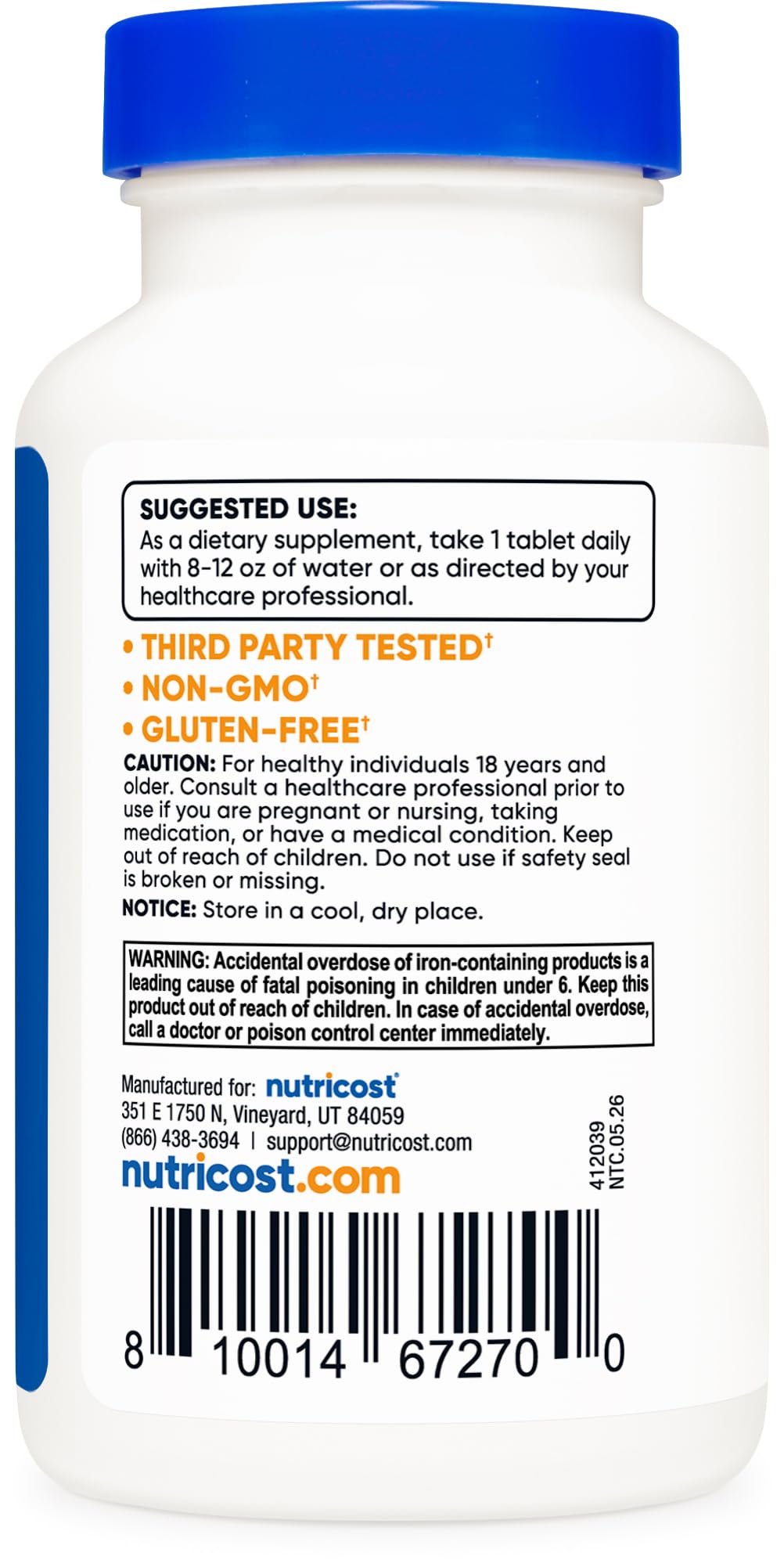 Nutricost Iron Ferrous Sulfate 65mg - 240 Tablets - image 4