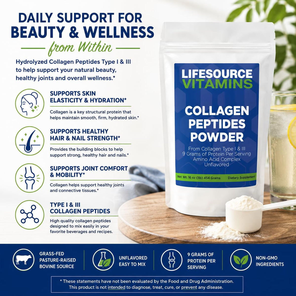 LifeSource Vitamins Collagen Peptides Powder - 45 Servings - image 2