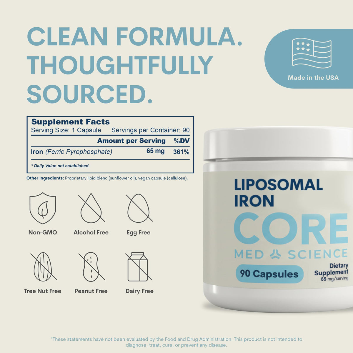 Core Med Science Liposomal Iron Supplement - 90 Capsules - image 3