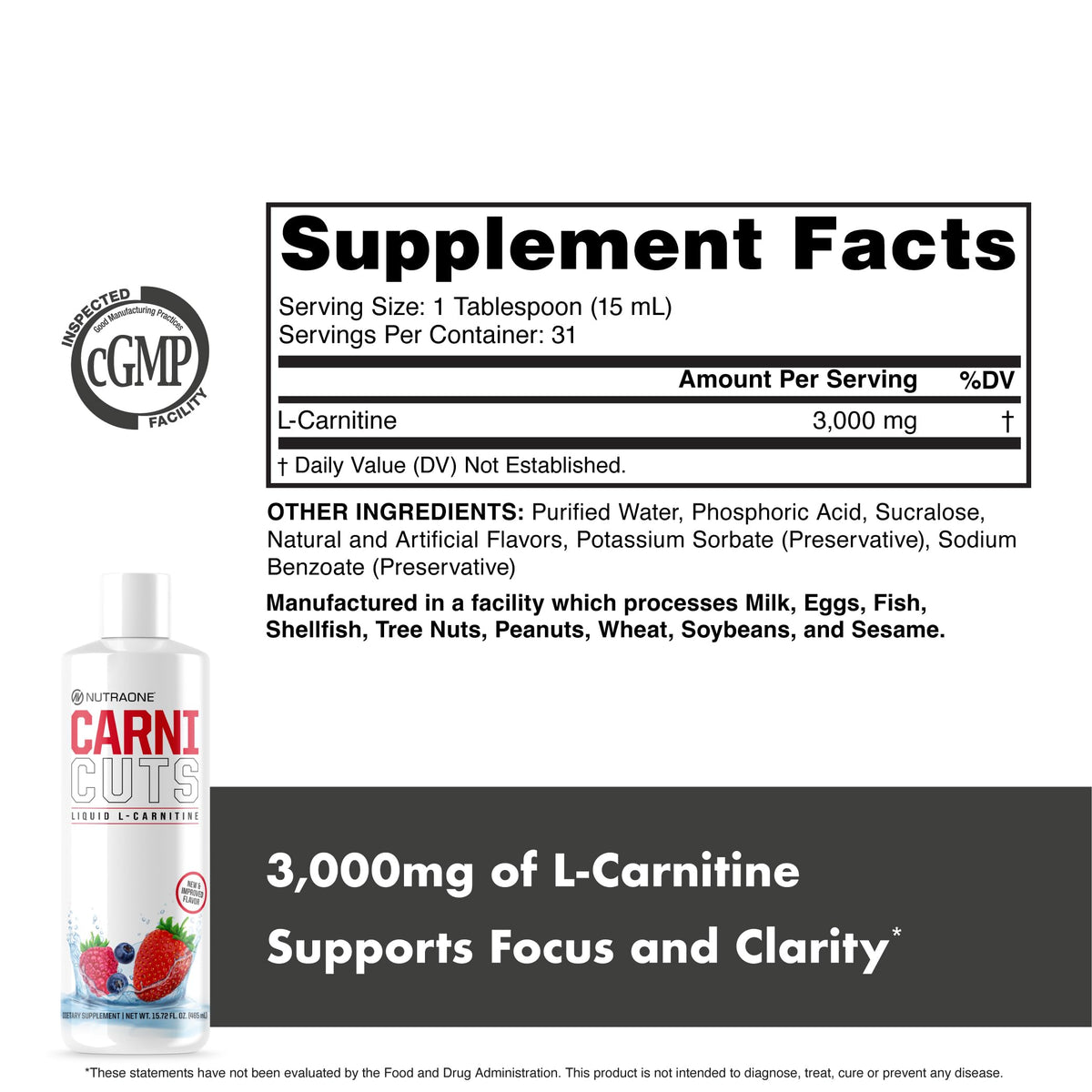 NutraOne Carnicuts L-Carnitine Liquid Supplement - 31 Servings - image 5