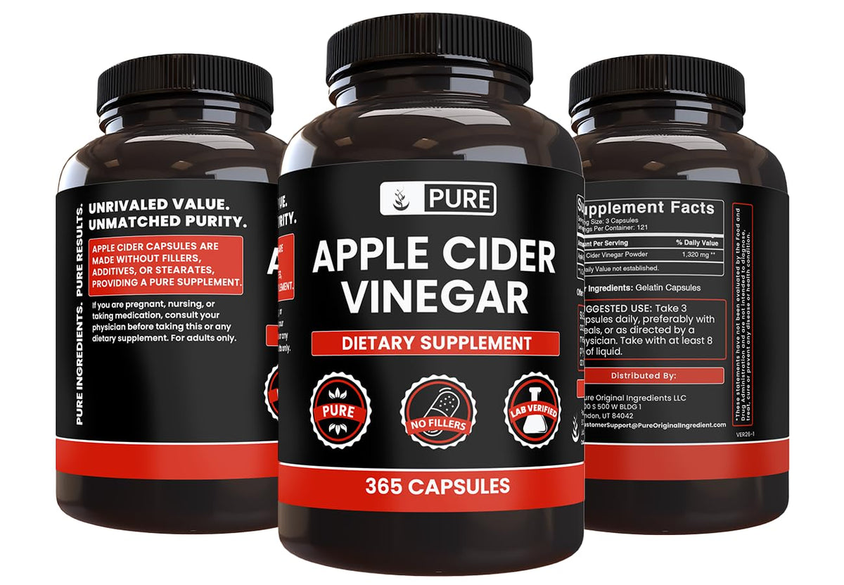 PURE ORIGINAL INGREDIENTS Apple Cider Vinegar Powder - 365 Capsules - image 4