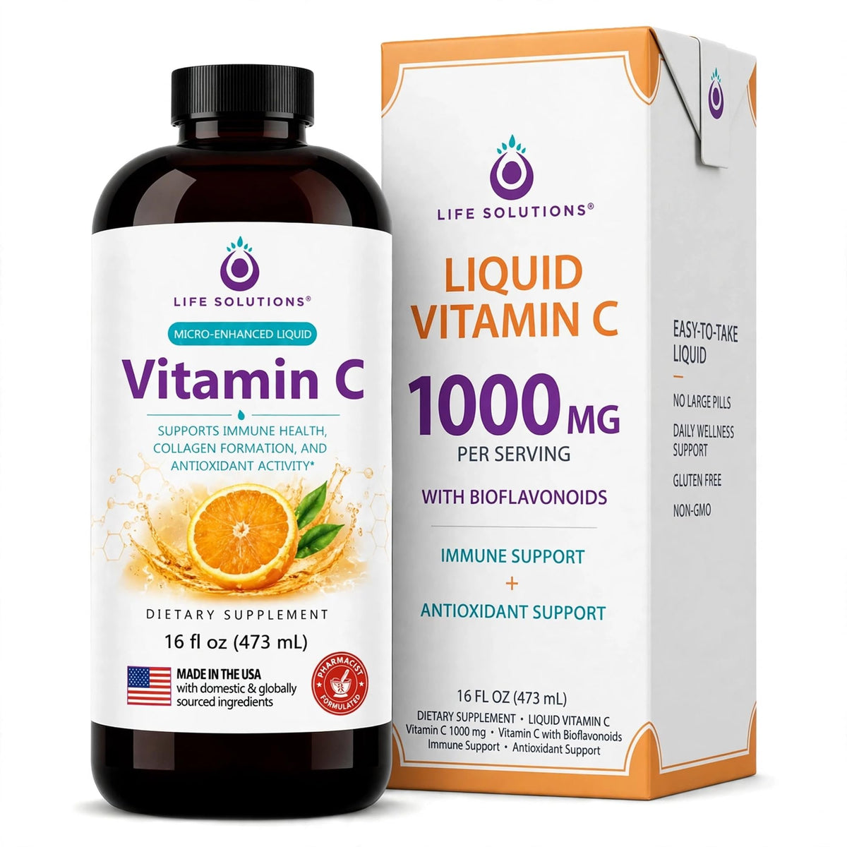 Life Solutions Liquid Vitamin C 1000mg with Bioflavonoids - 16oz