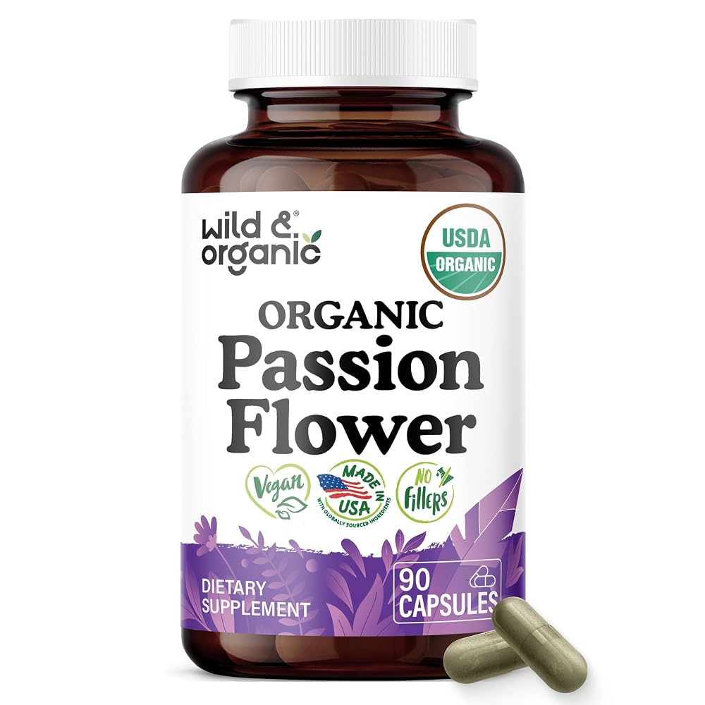 Wild & Organic Passion Flower 600 mg Capsules - 90 Count