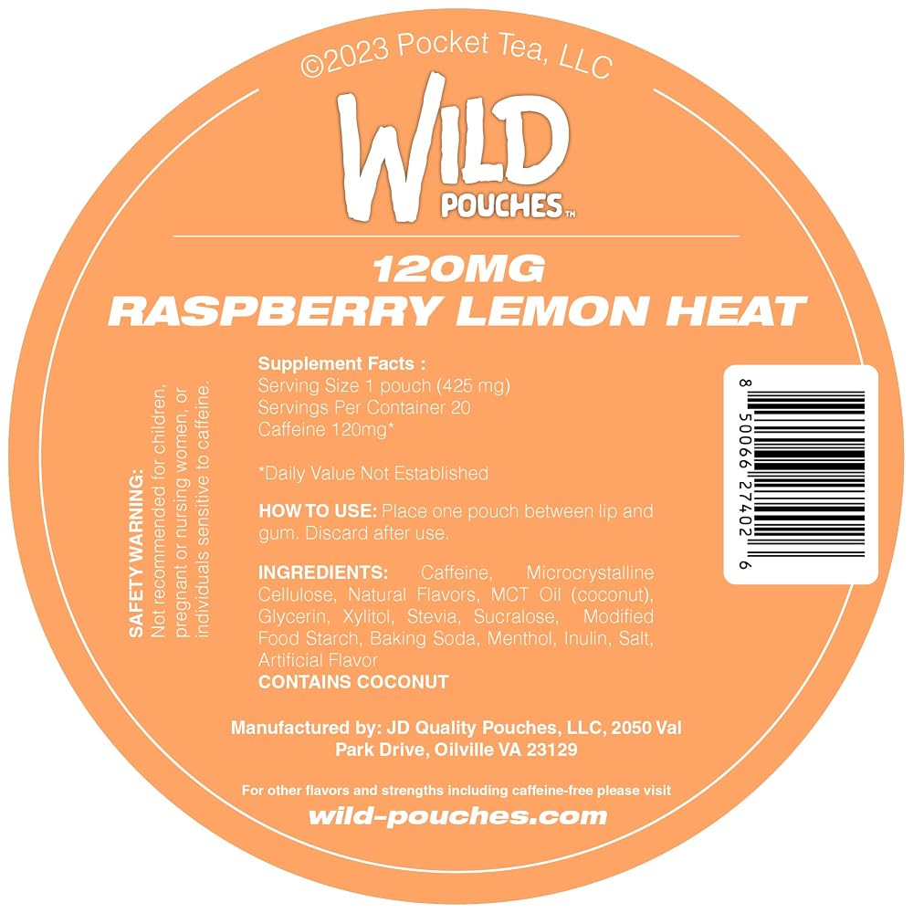 Wild Pouches Caffeine Energy Pouches Raspberry Lemon 120mg - 20 Count - image 9