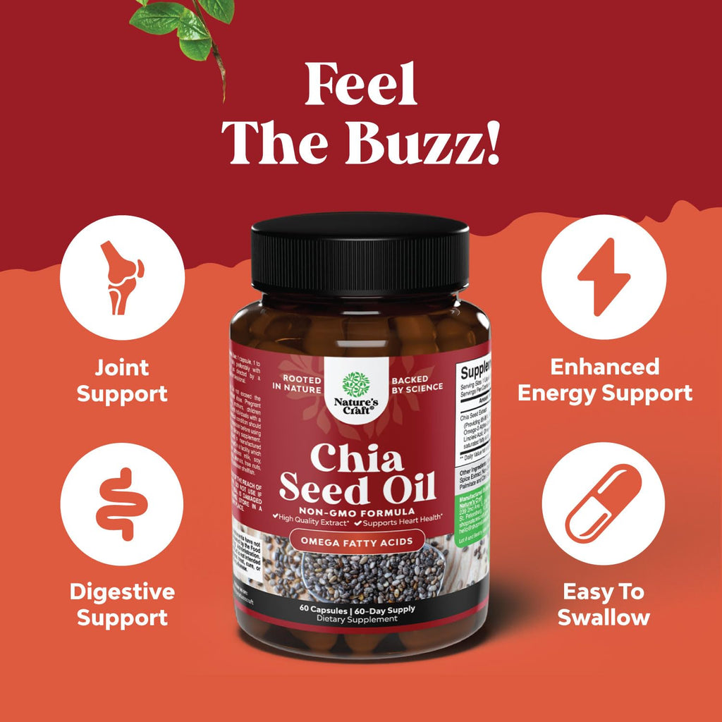 Natures Craft Chia Seed Oil Extract Omega 3-6-9 - 60 Capsules - image 2