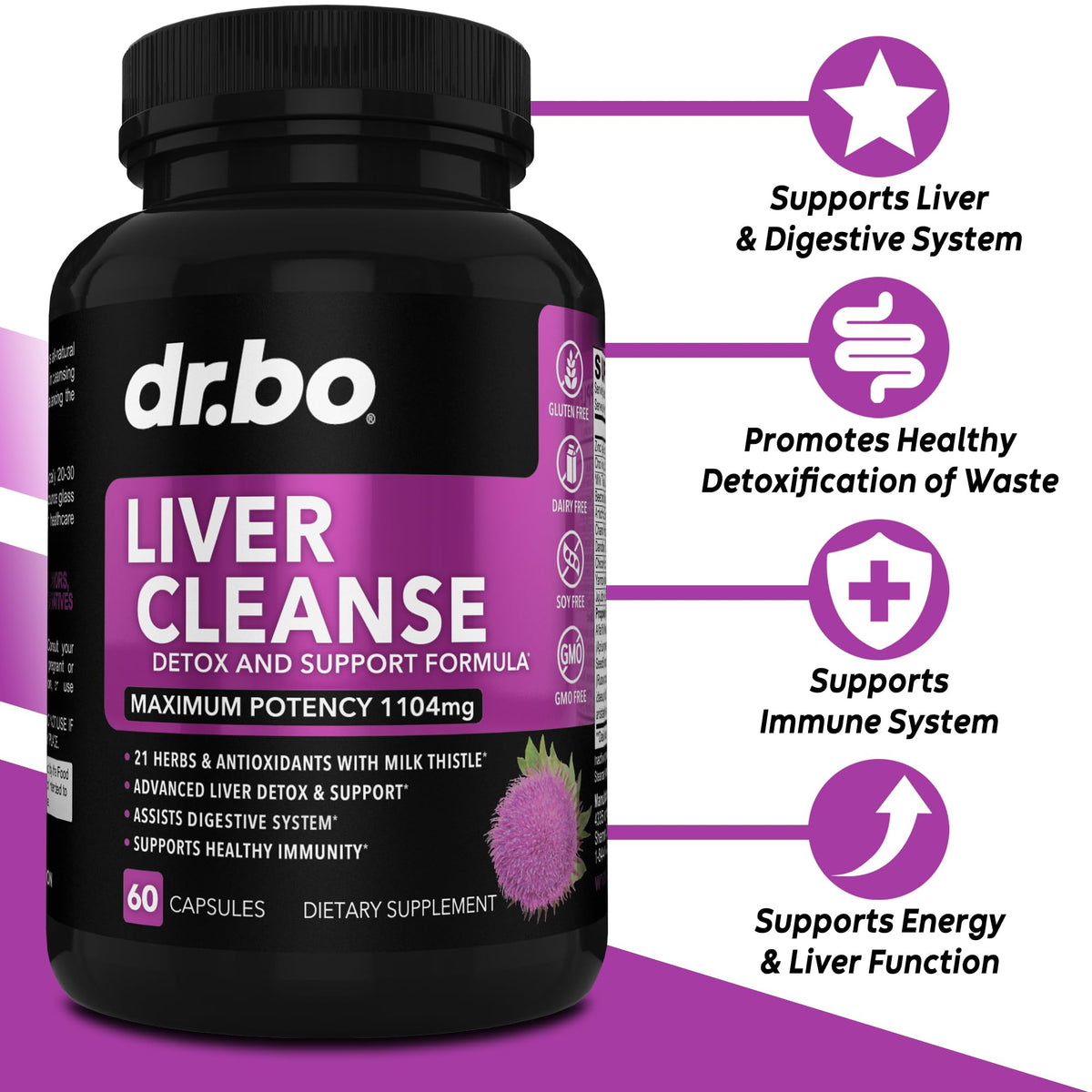 DR. BO Liver Cleanse Detox Support Supplement - 60 Capsules - image 2