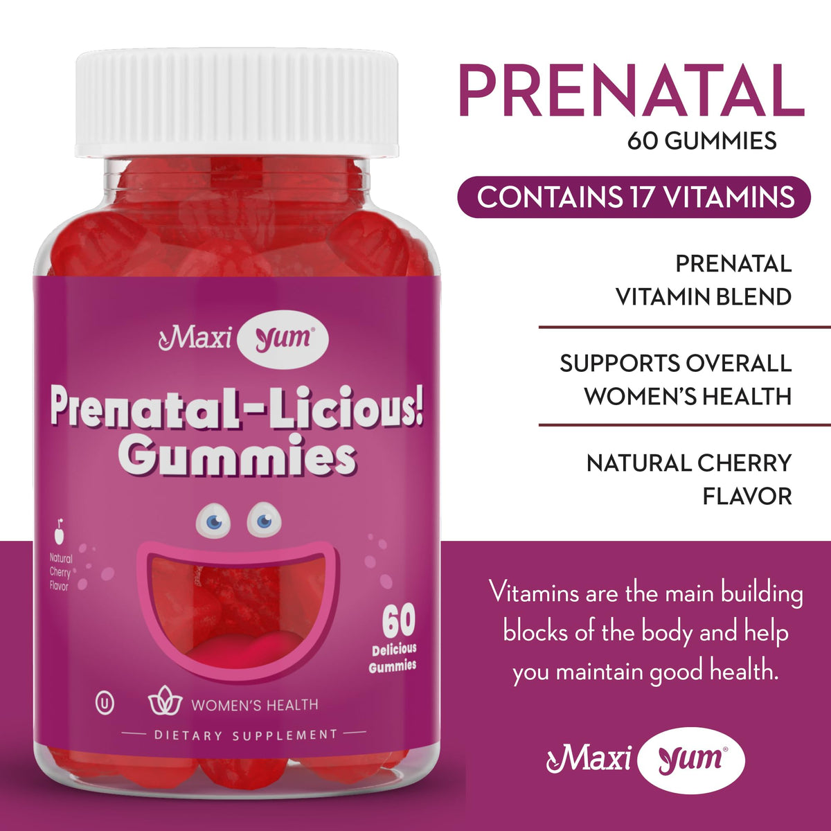 Maxi Health Prenatal Gummies with Folic Acid & Iron - 60 Count - image 3