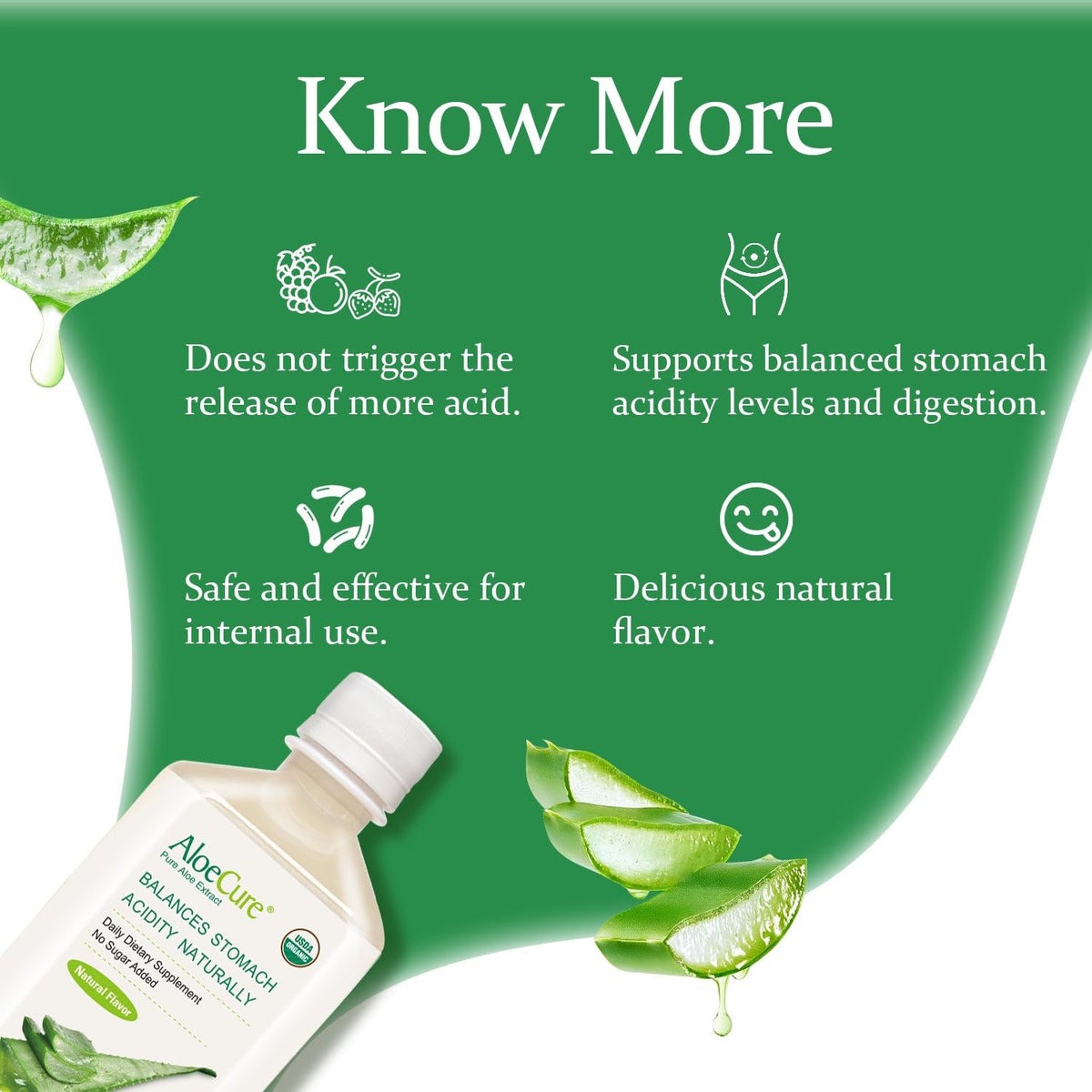 AloeCure USDA Organic Aloe Vera Juice Digestive Support - 2 x 500ml - image 7