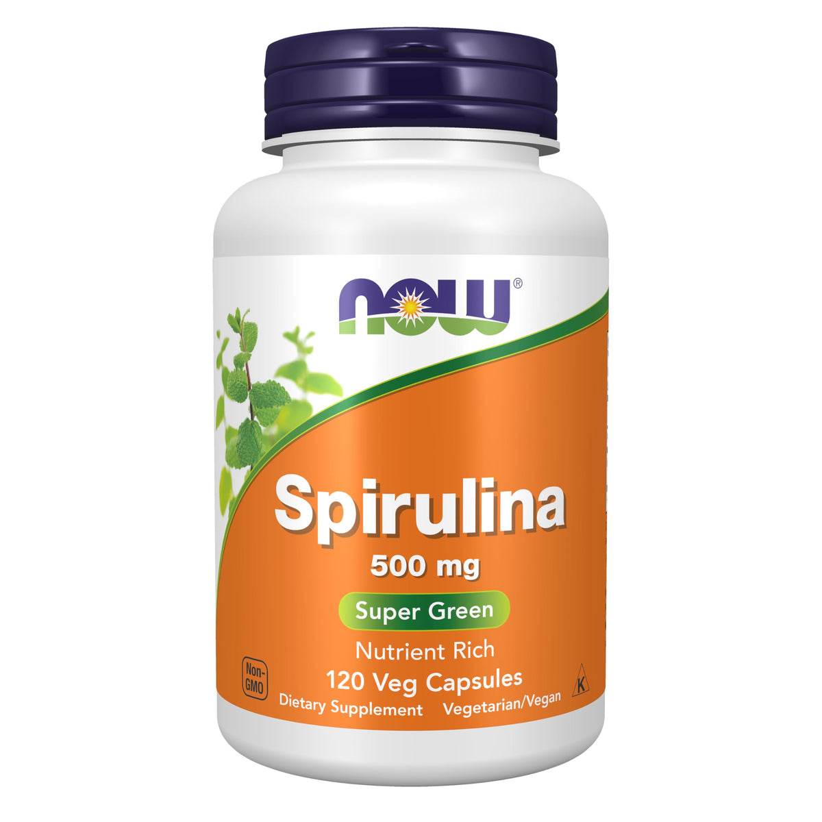 NOW Spirulina 500 mg Super Green - 120 Vegetarian Capsules