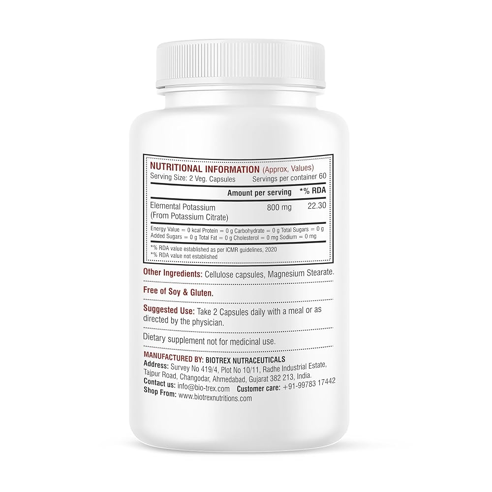 Biotrex Nutraceuticals Potassium Citrate 800mg - 120 Vegetarian Capsules - image 2