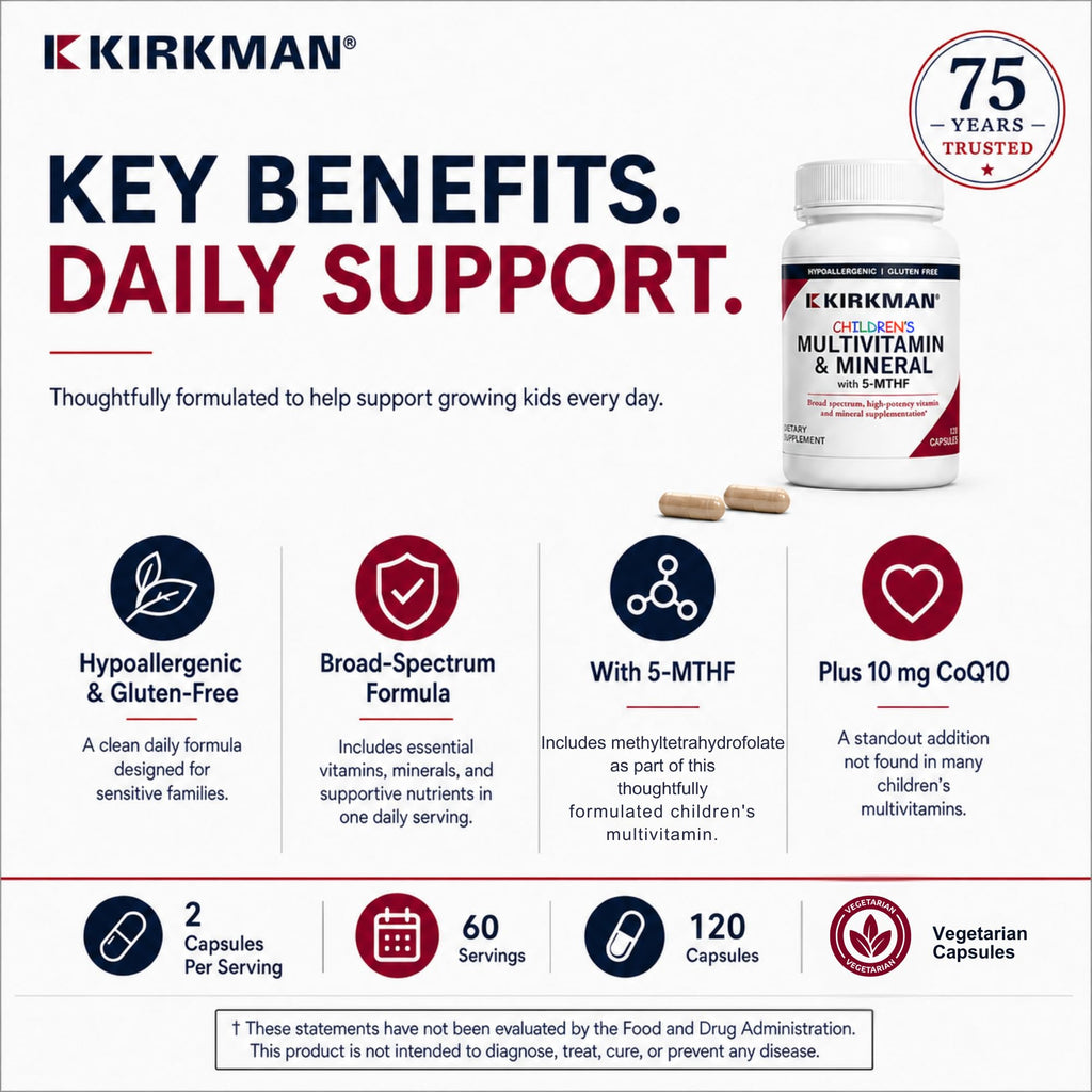 Kirkman Children's Multivitamin & Mineral with 5-MTHF - 120 Tablets - image 3
