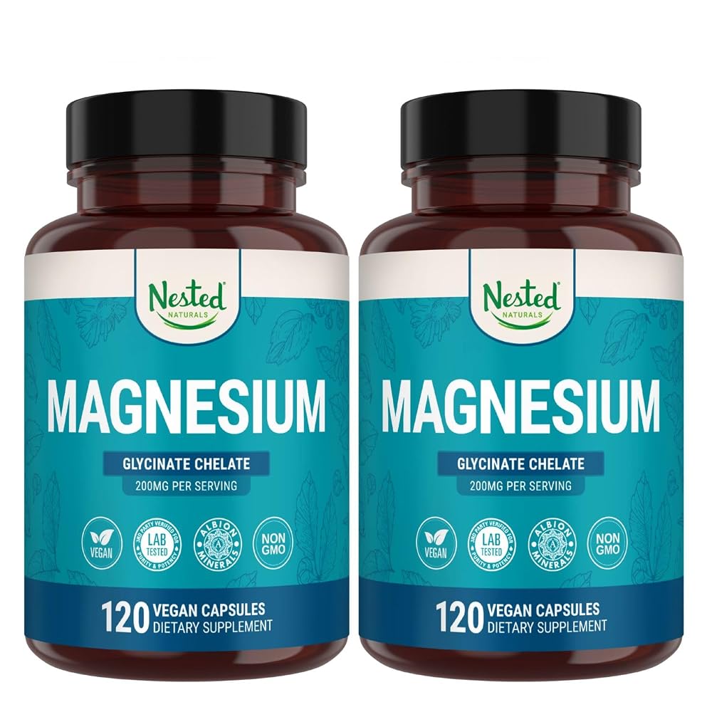 Nested Naturals Magnesium Glycinate 200mg - 240 Vegan Capsules
