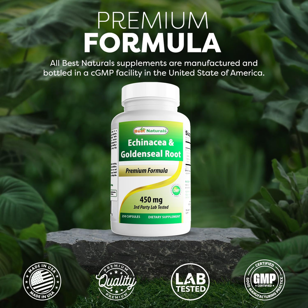 Best Naturals Echinacea Goldenseal 450 mg - 250 Capsules - image 6