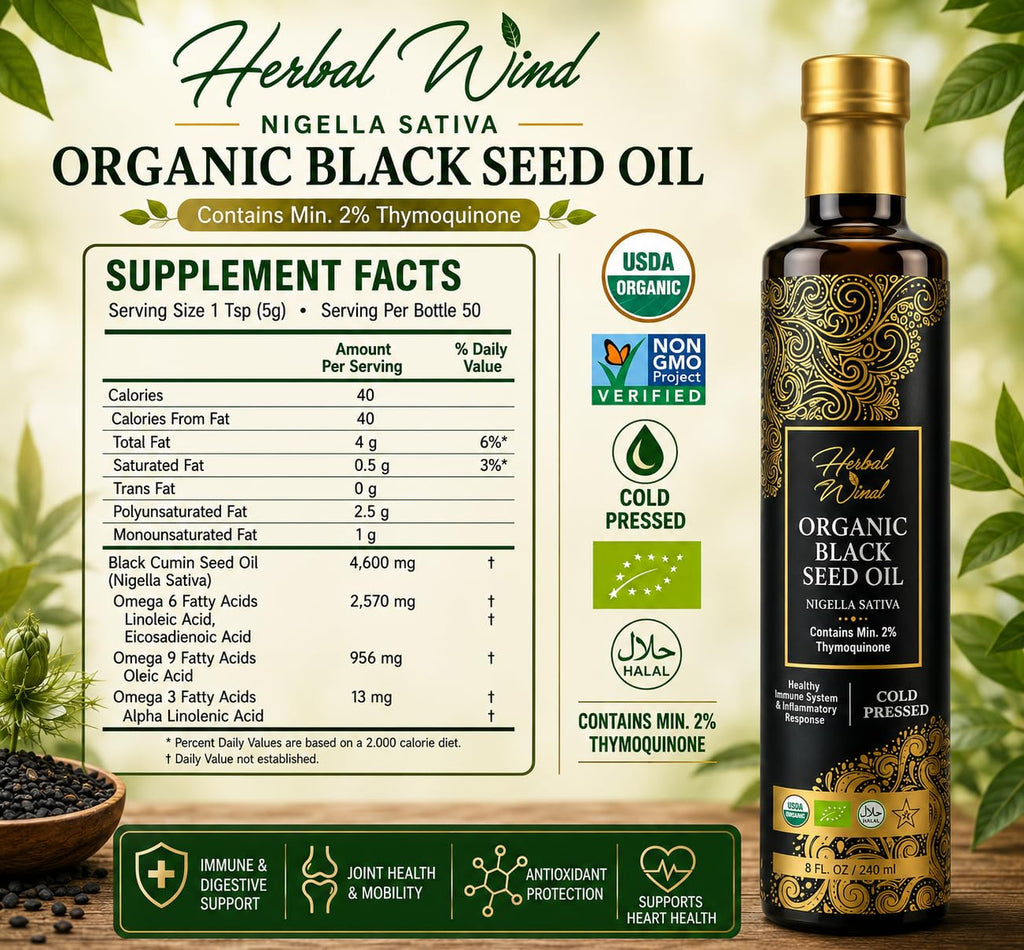Herbal Wind Black Seed Oil Organic Liquid Immune Support - 8 Fl Oz - image 2