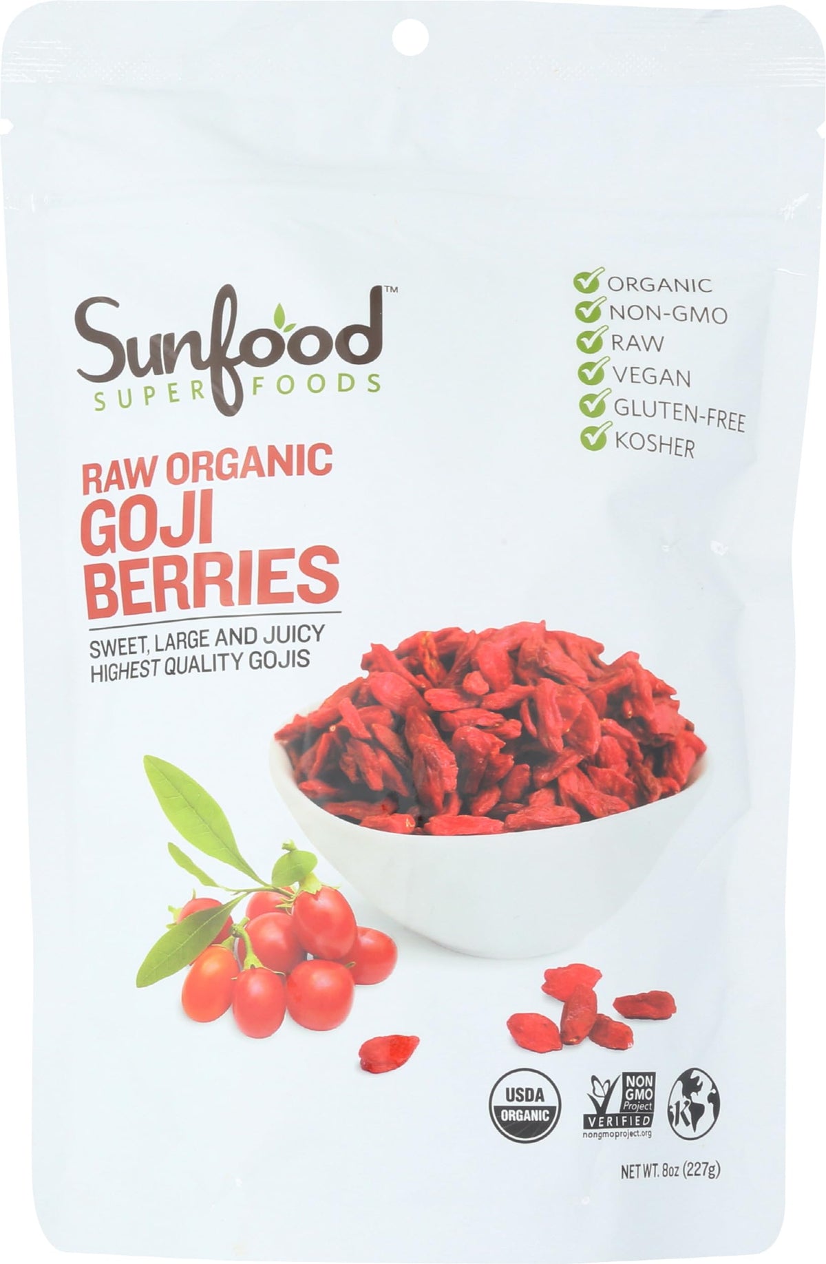 Sunfood Superfoods Raw Organic Goji Berries - 8 oz