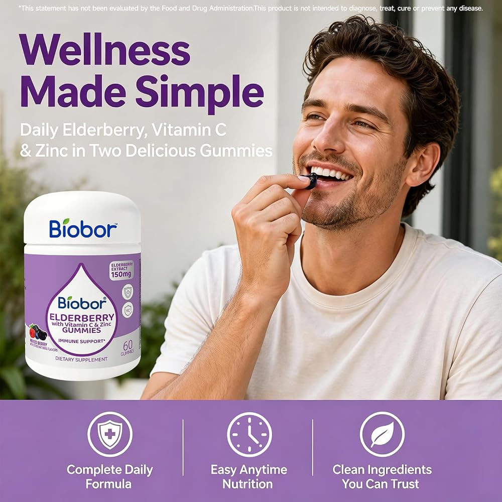 Biobor Natural Black Elderberry Gummies