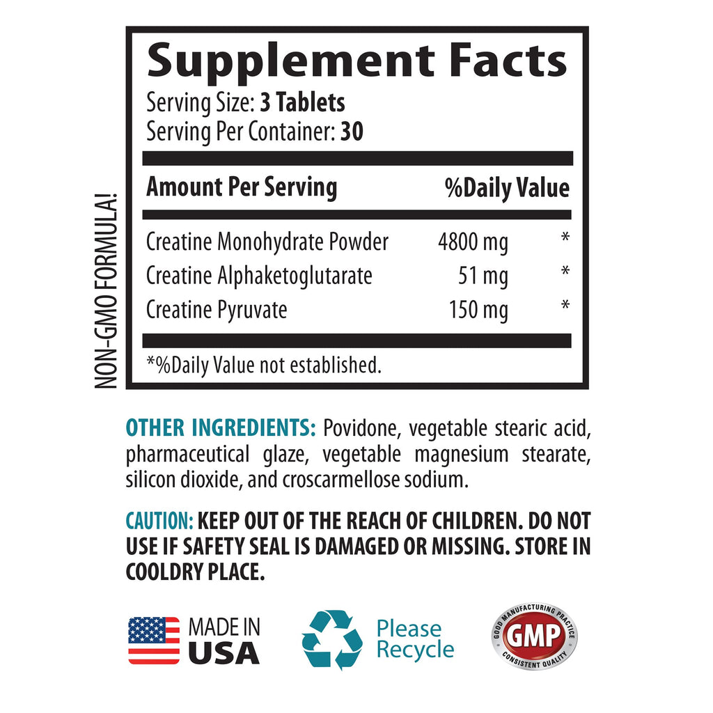 Private Label Muscle Alive Creatine Tri-Phase - 180 Tablets - image 5
