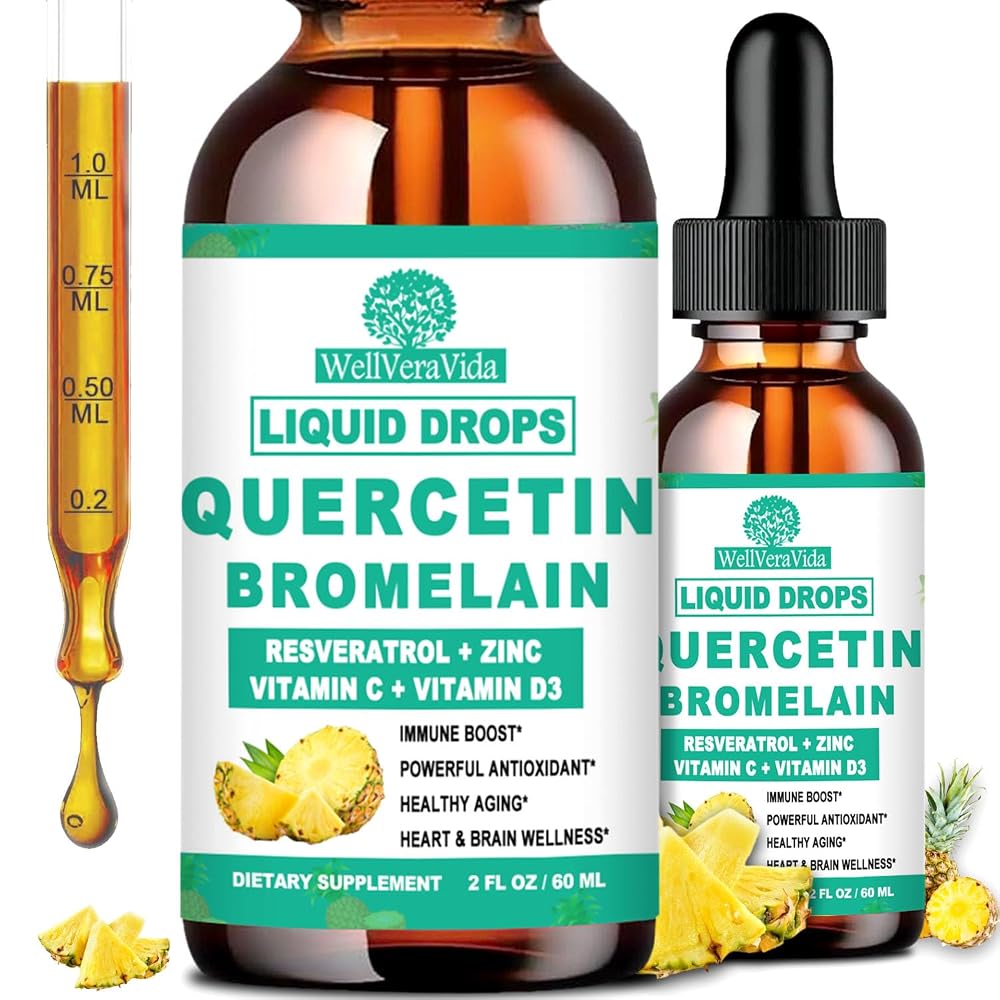 WellVeraVida Quercetin with Bromelain Liquid Drops