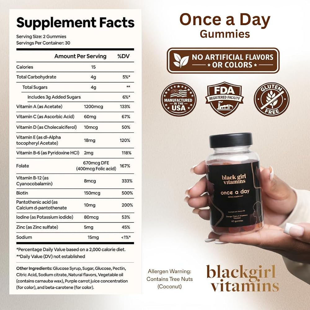 Black Girl Vitamins Once a Day - Womens Multivitamin Gummy - Vitamin A