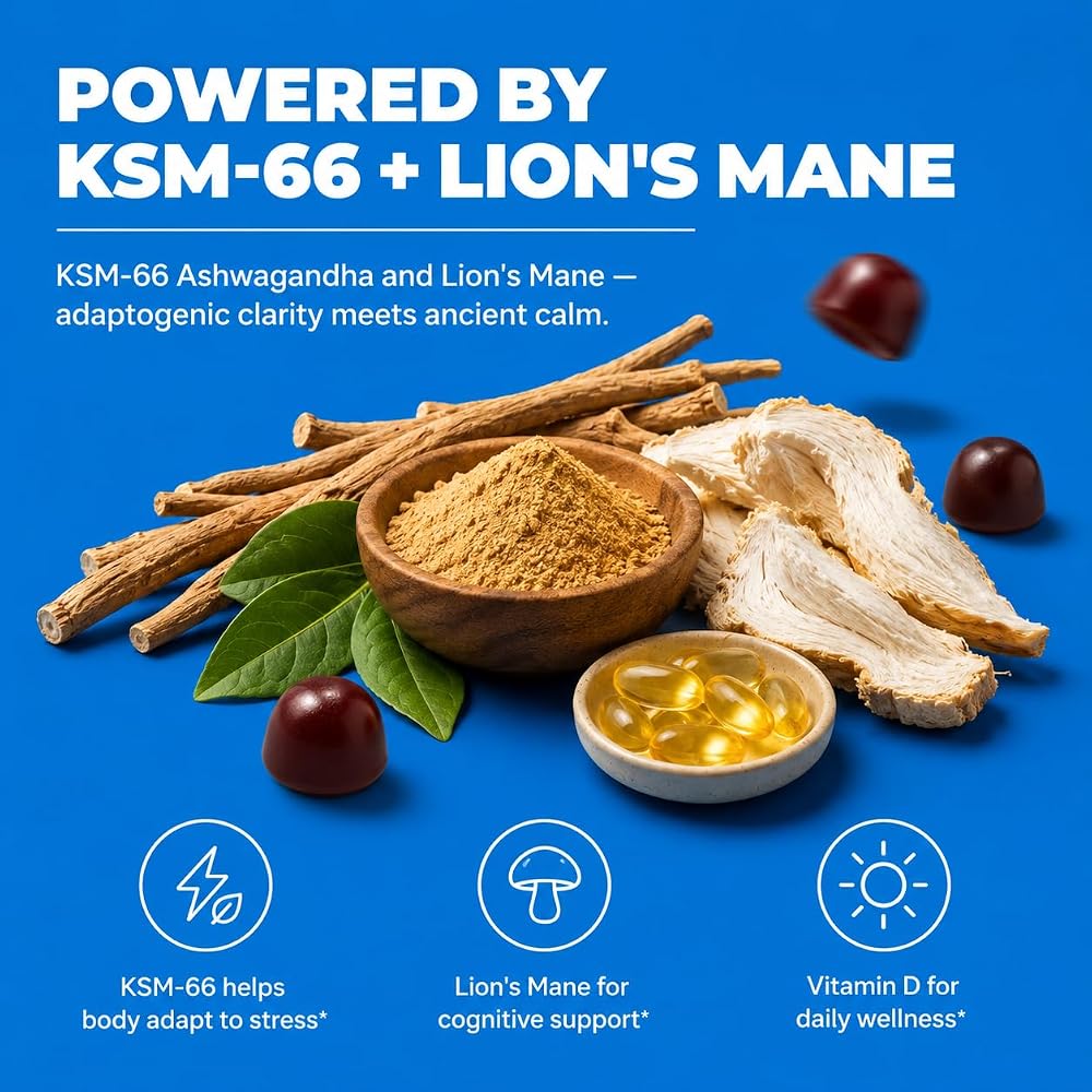 4 Your Wellness Ashwagandha KSM-66 Lion's Mane Gummies - 120 Count - image 3