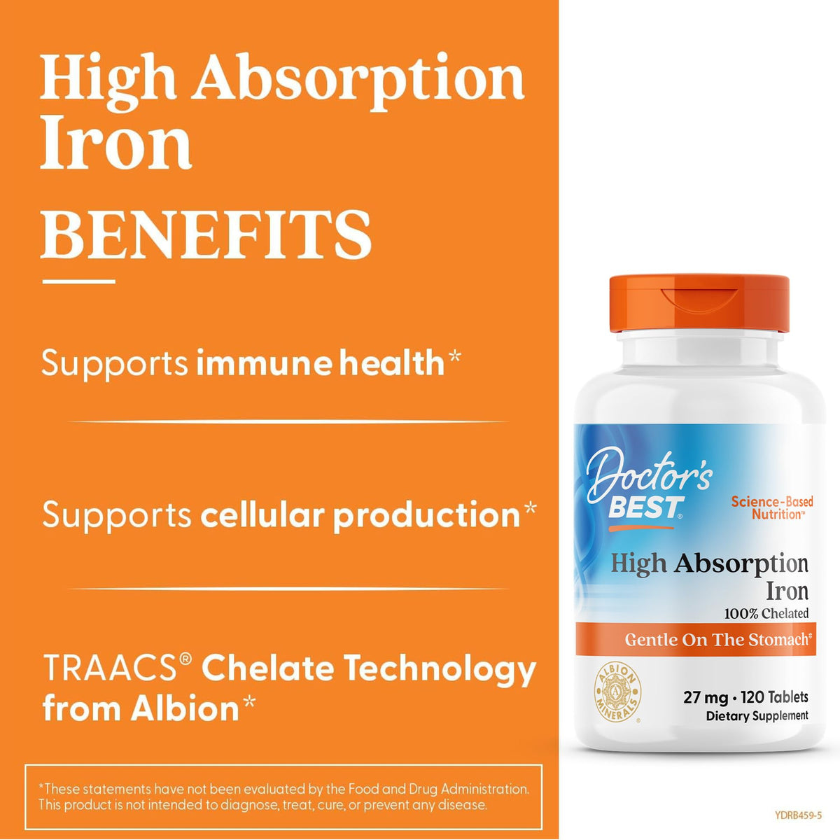 Doctor's Best Chelated Iron Supplement 27 mg - 120 Tablets - image 3