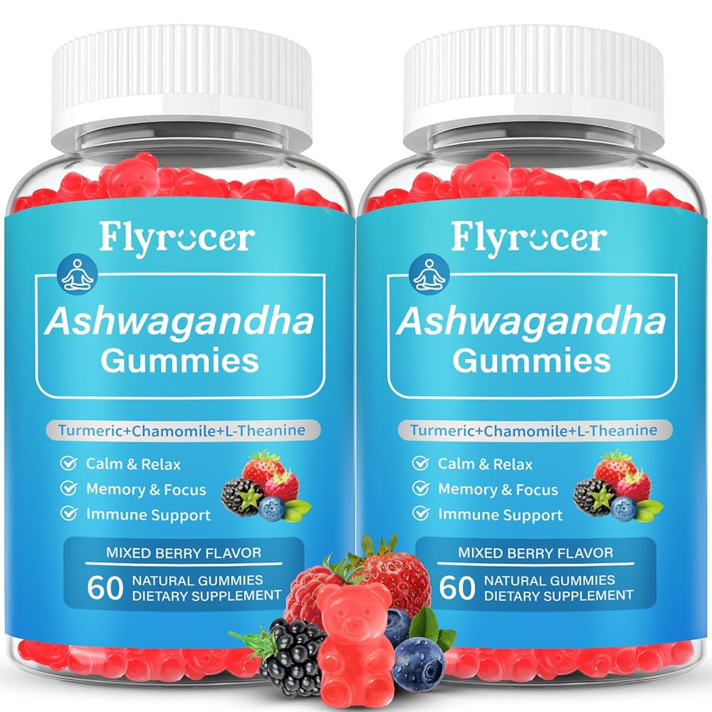 Flyrocer Ashwagandha Gummies for Calm & Relaxation - 120 Count