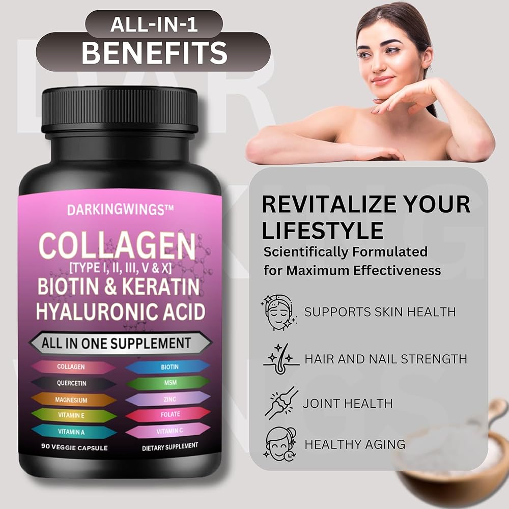 Darkingwings Multi Collagen Peptides with Biotin & Keratin - 90 Capsules - image 5