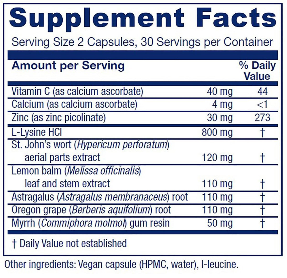 Vitanica Lysine Extra Immune Support - 60 Capsules - image 2