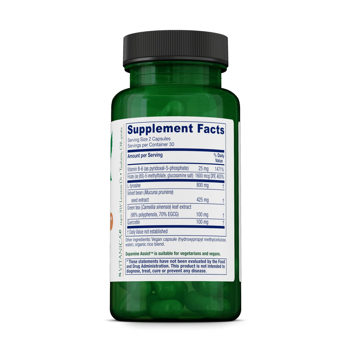 Vitanica Dopamine Assist, with Tyrosine, Mucuna & B6, Vegan