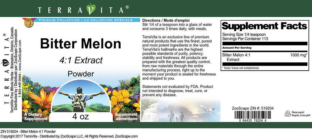 Terravita Bitter Melon 4:1 Powder - 3 Pack (4 oz each) - image 2