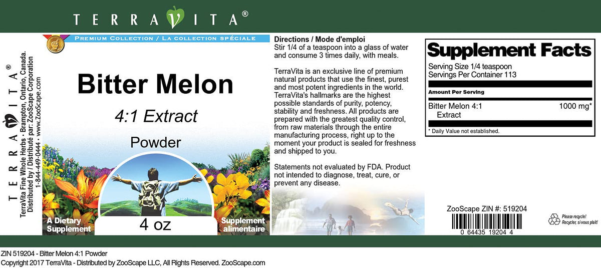 Terravita Bitter Melon 4:1 Powder - 3 Pack (4 oz each) - image 2