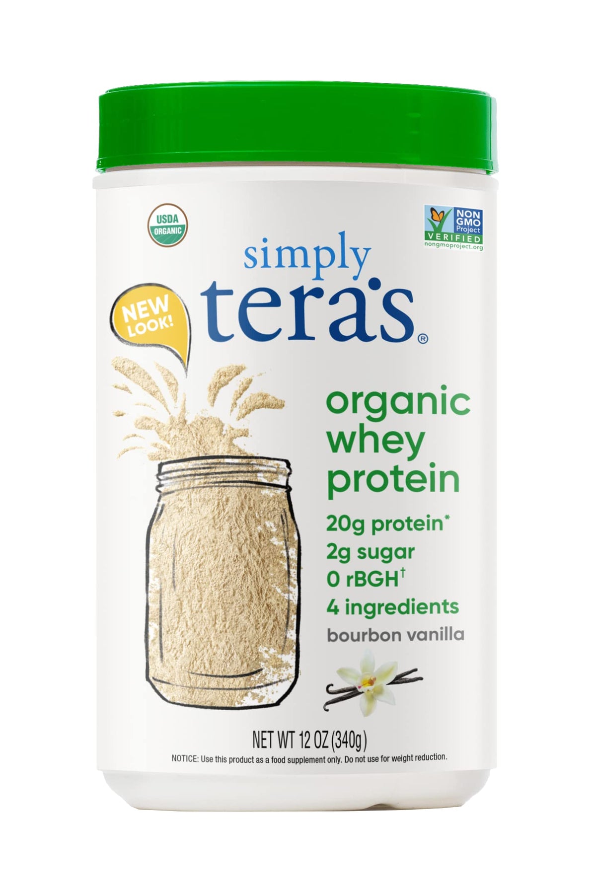 tera's Organic Whey Protein Powder Bourbon Vanilla - 12 oz