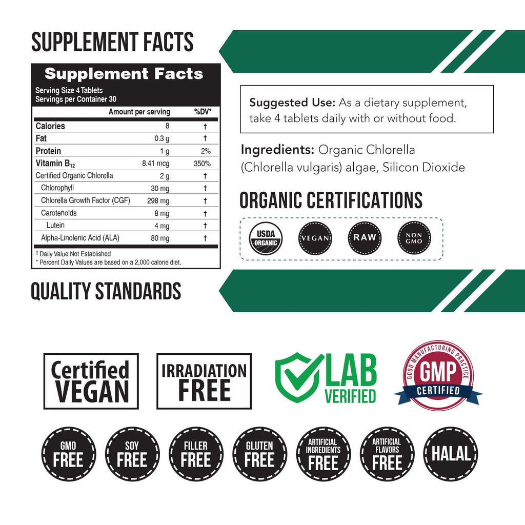 Triquetra Health Organic Chlorella Broken Cell Wall - 120 Tablets - image 2