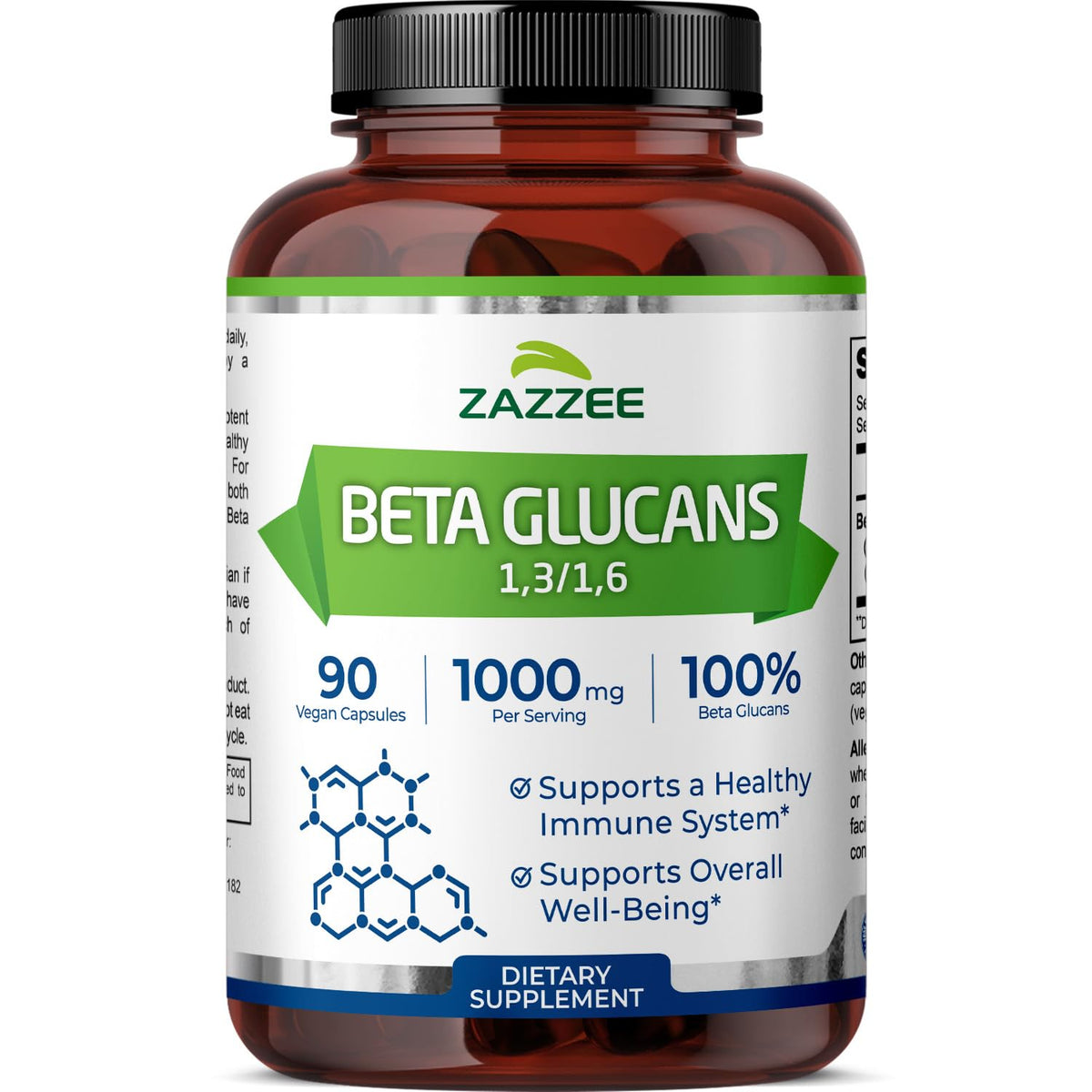 Zazzee Extra Strength 1,3/1,6 Beta Glucans 1000mg - 90 Capsules