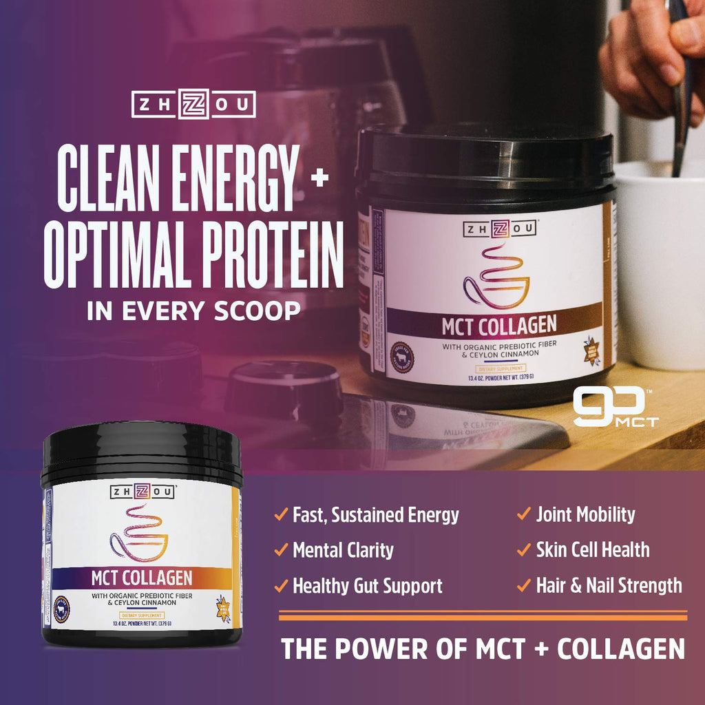 ZHOU MCT Flavored Collagen Peptides Powder - 13.4 oz - image 2