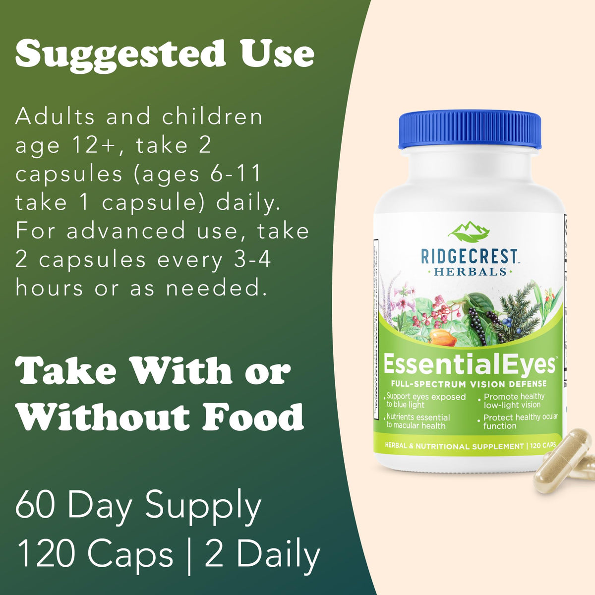 RidgeCrest Herbals EssentialEyes Eye Vitamins Vision Support - 120 Capsules - image 4