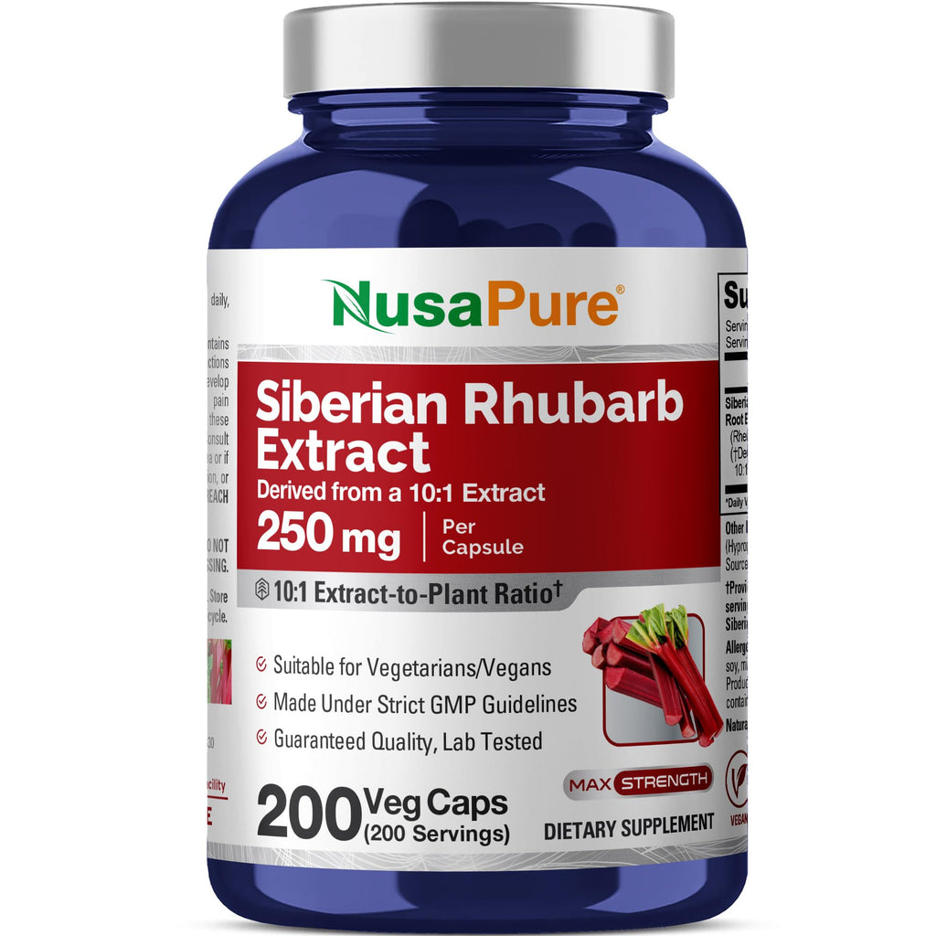 NusaPure Siberian Rhubarb 250mg - 200 Vegetarian Capsules