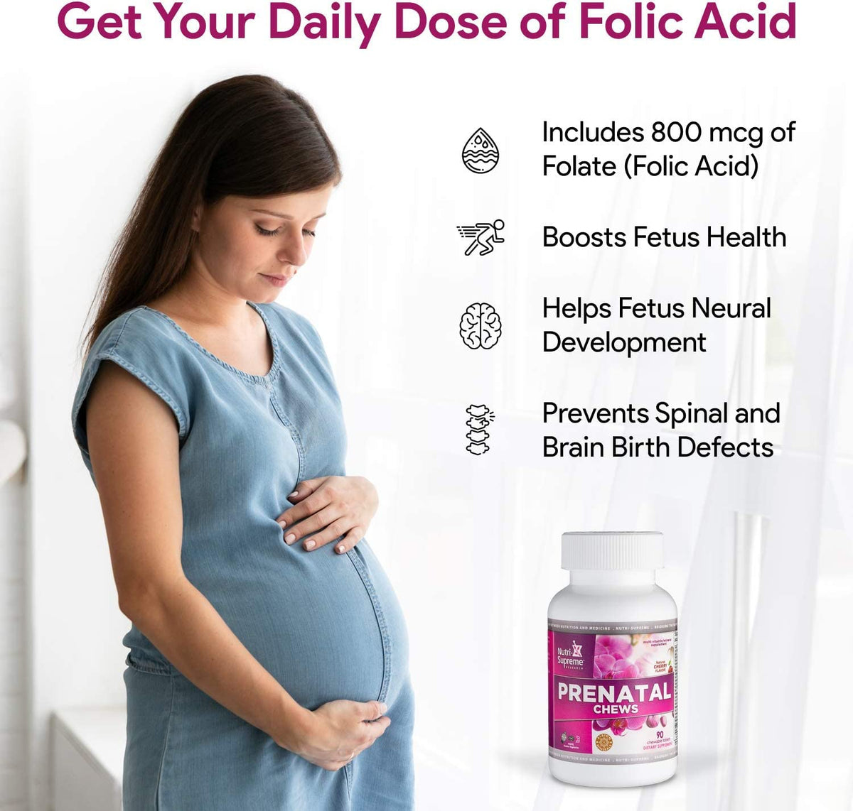 Nutri-Supreme Prenatal Vitamin Chewable with Folate - 90 Count - image 4