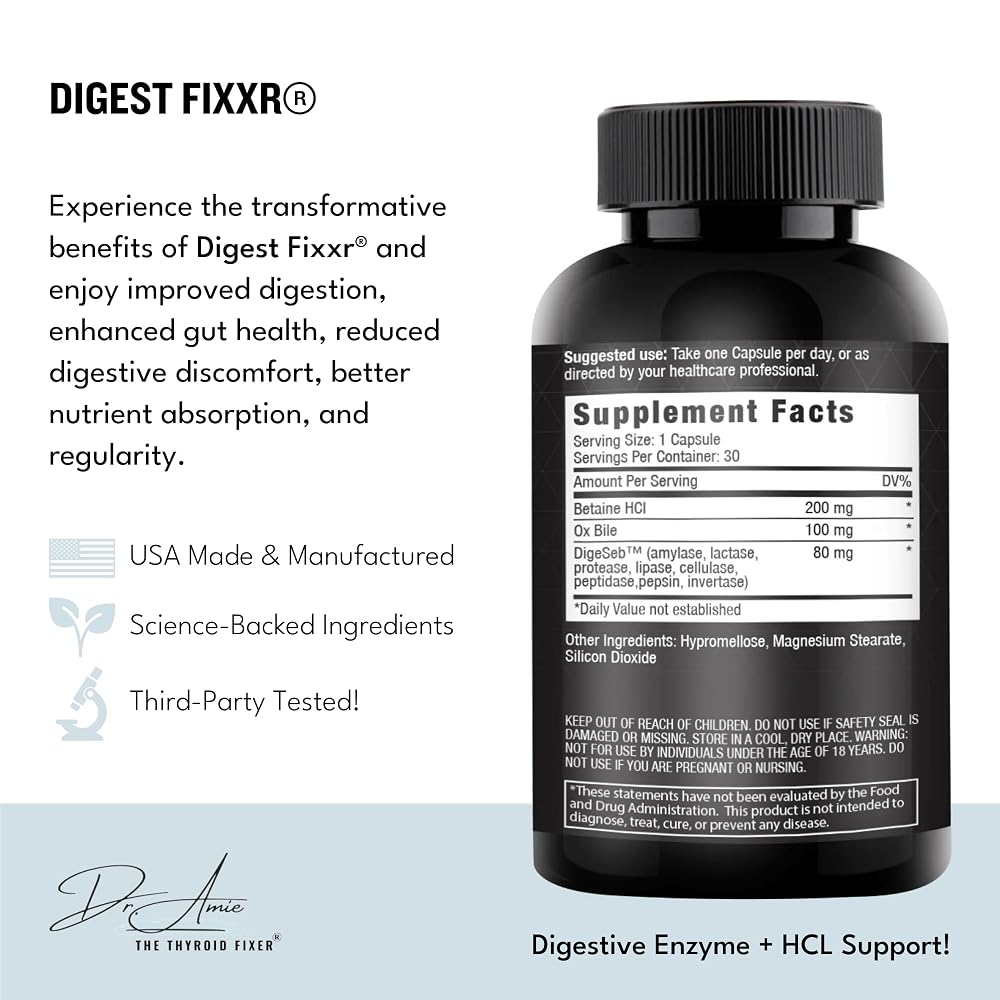 Fixxr Digest by Dr. Amie Digestive Enzyme & HCl - 30 Capsules - image 2