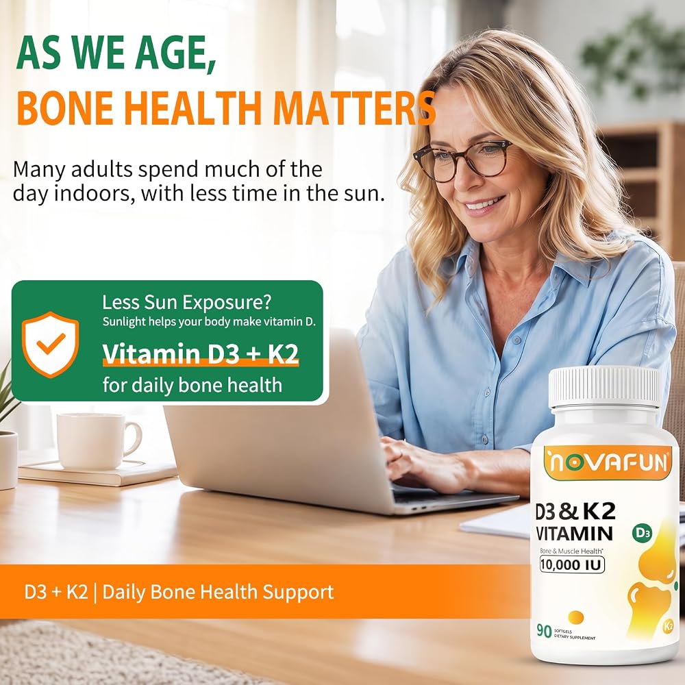 Novafun Vitamin D3 K2 10000 IU Supplement - 90 Softgels - image 2