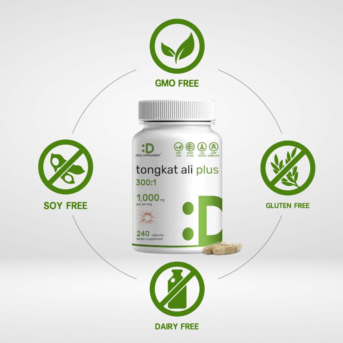 DEAL SUPPLEMENT Tongkat Ali Extract 300:1 with Horny Goat Weed - 240 Capsules - image 3