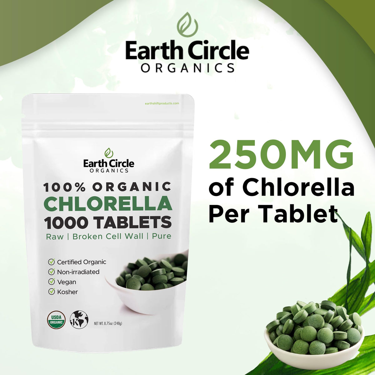 Earth Circle Organics Organic Chlorella Tablets - 1000 Count - image 4