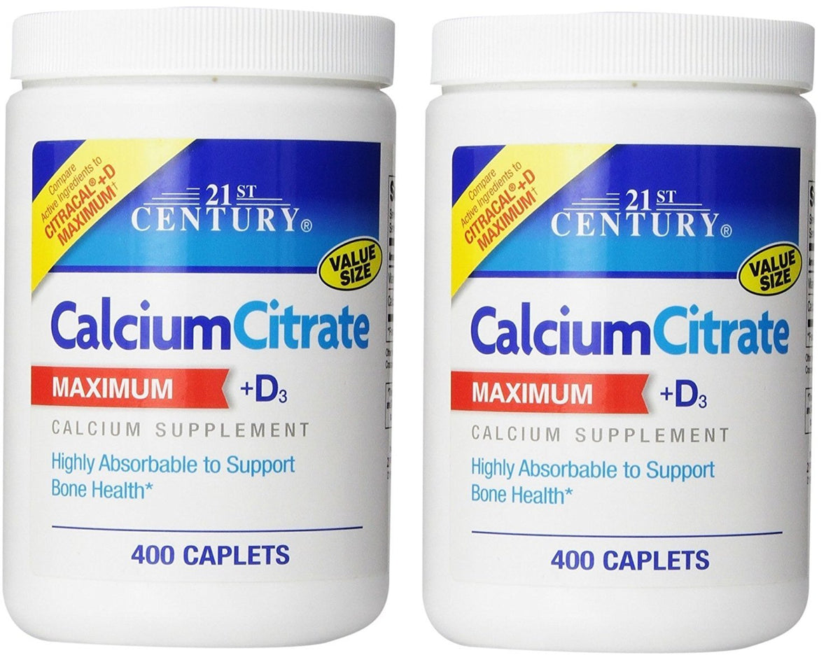 21st Century Calcium Citrate Plus D3 Maximum Tablets - 800 Count