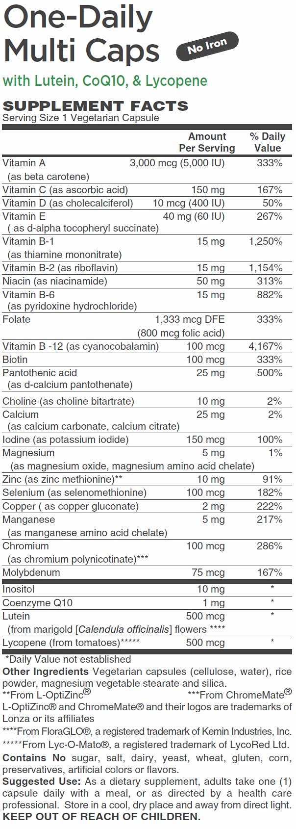 AlchePharma One-Daily Multivitamin Iron-Free with Lutein & CoQ10 - 60 Capsules - image 4