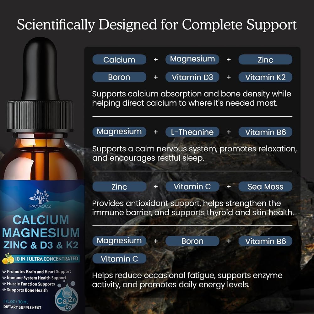 PAYAOCZ 10 in 1 Calcium Magnesium Zinc Liquid Drops Supplement