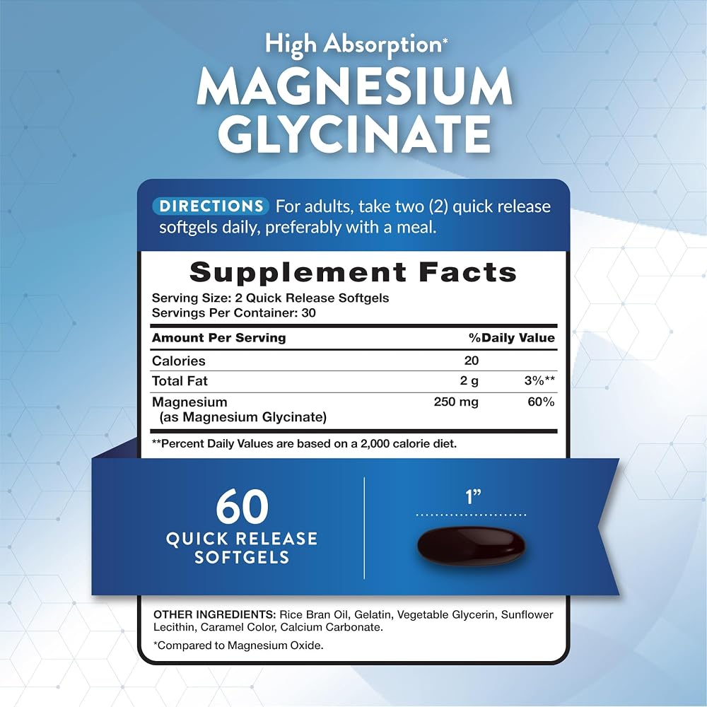 Nature's Truth Magnesium Glycinate 250mg - 60 Softgels - image 2